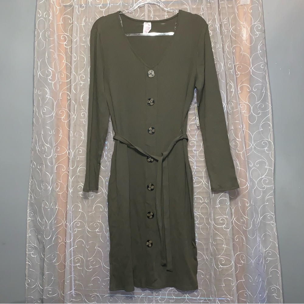 No Boundaries Olive Long Sleeve Dress